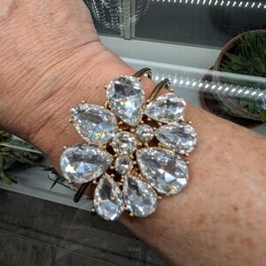Elegant Gold and Silver Crystal Floral Bracelet